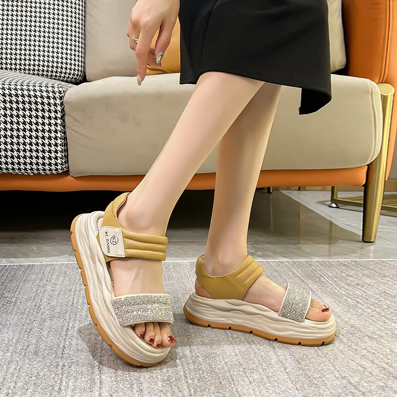 KEJIANNI Beach Sandals Women's White/Yellow-13