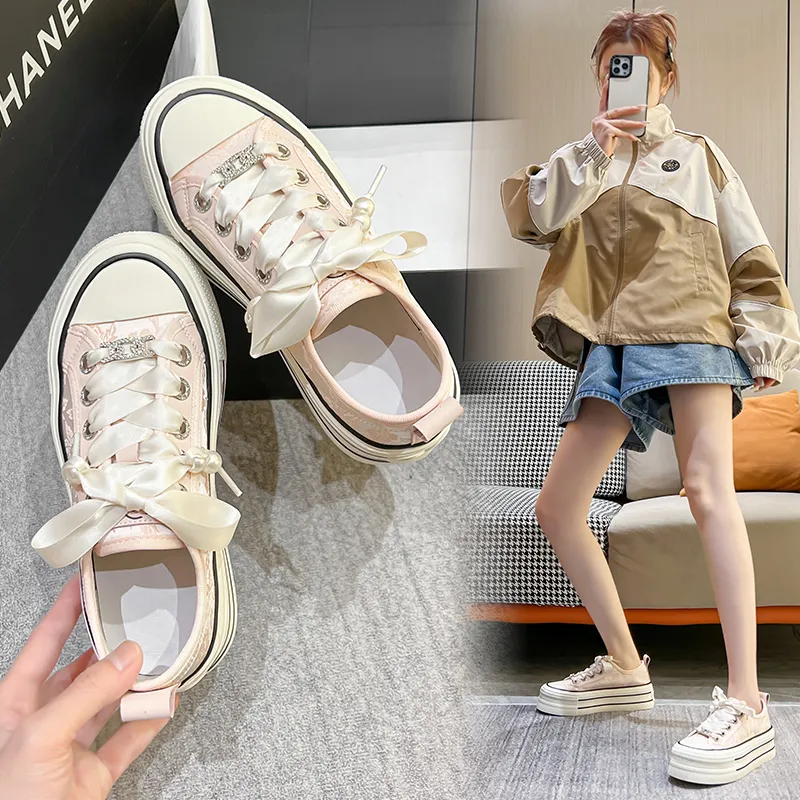 KEJIANNI Anti-Slip And Wear-Resistant Lightweight Height Increasing Low-Top Canvas Shoes Women's-17