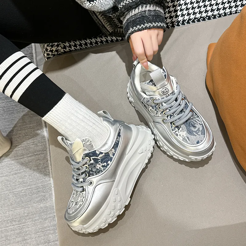 KEJIANNI Wear resistant And Lightweight Low Top Chunky Sneakers Women's-13