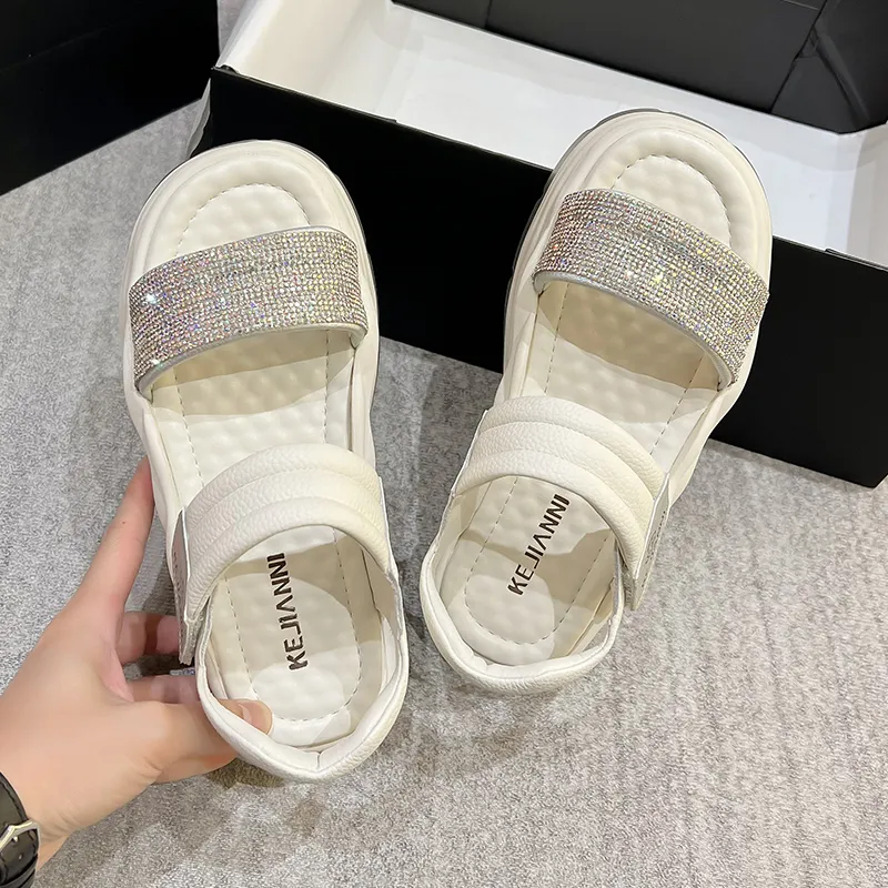 KEJIANNI Beach Sandals Women's White/Yellow-7