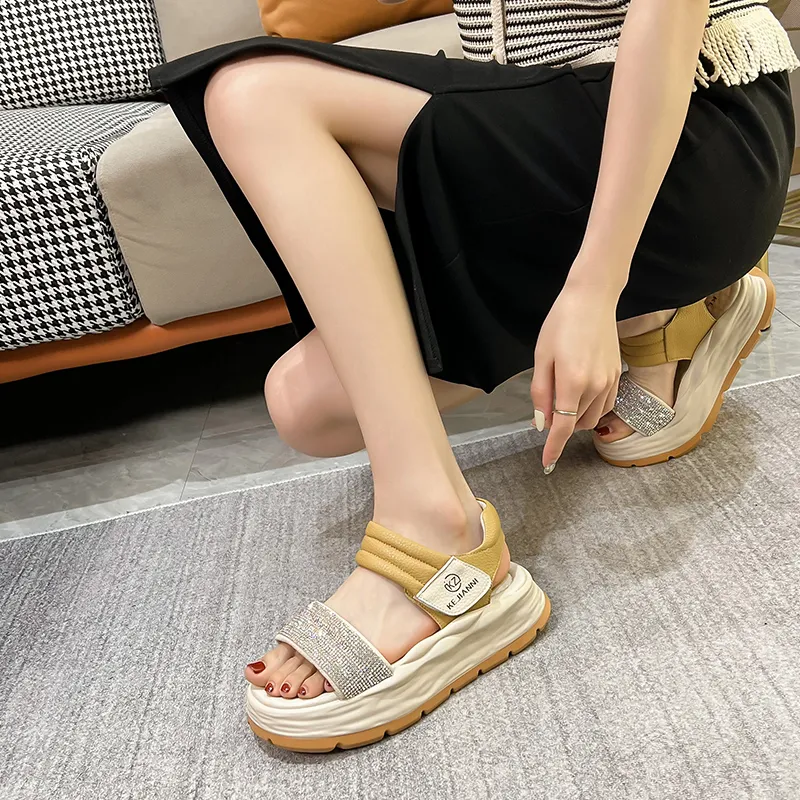 KEJIANNI Beach Sandals Women's White/Yellow-11