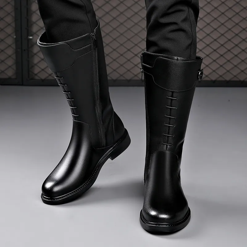 Beidouniao Knee high Boots Men's Black-7