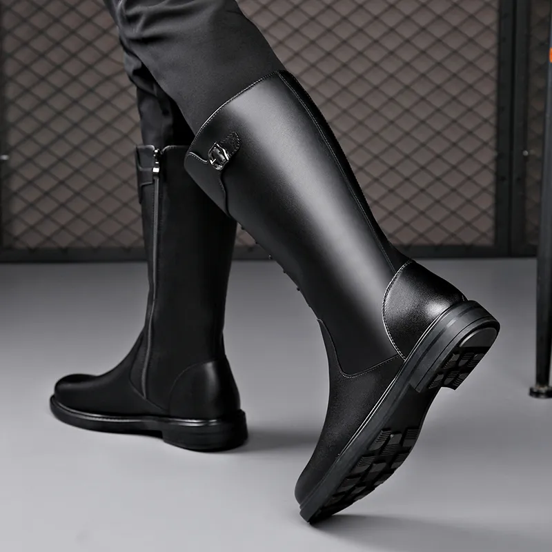 Beidouniao Knee high Boots Men's Black-8