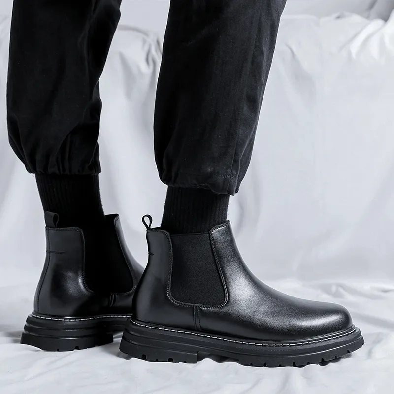 Beidouniao Chelsea Boots Men Black-8