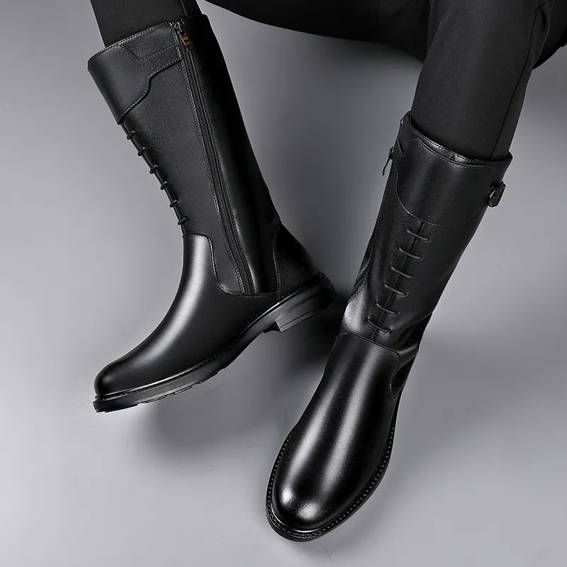 Beidouniao Knee high Boots Men's Black-9