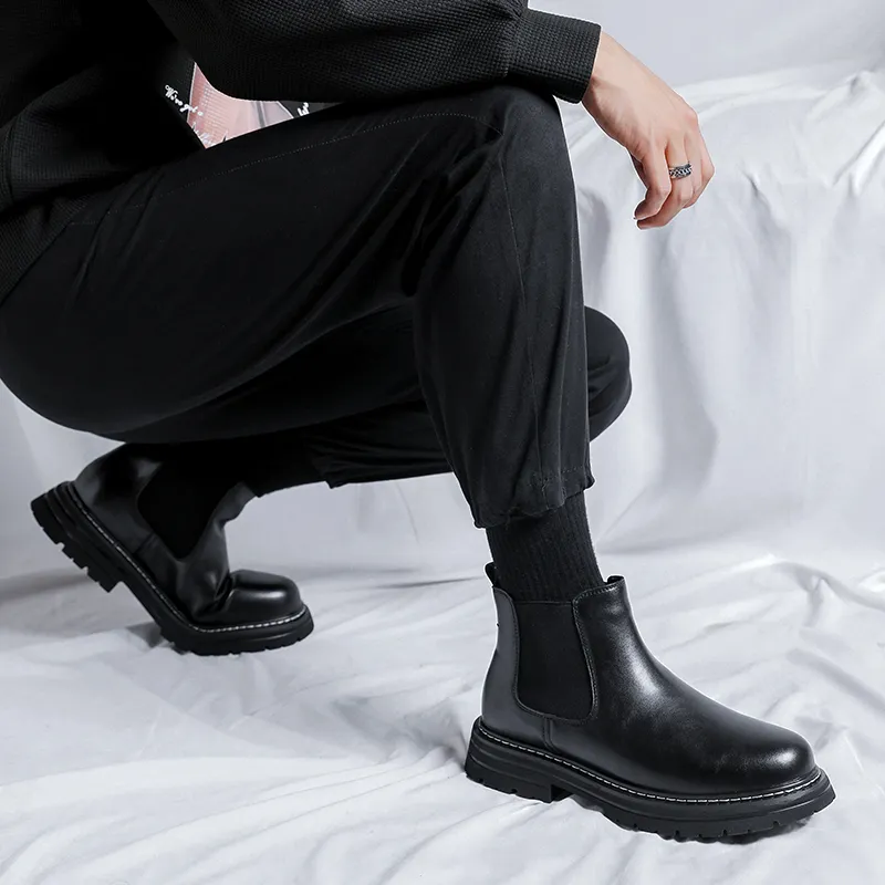 Beidouniao Chelsea Boots Men Black-6