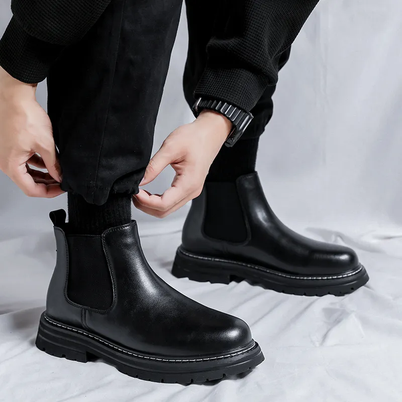 Beidouniao Chelsea Boots Men Black-9