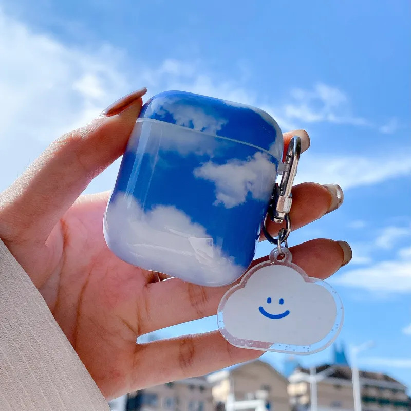 CORBELLATI Suitable For Apple Airpods 1/2/3/pro1/2 TPU Blue Sky And White Clouds Headphone Cases-7