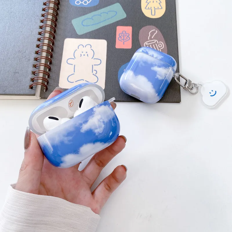 CORBELLATI Suitable For Apple Airpods 1/2/3/pro1/2 TPU Blue Sky And White Clouds Headphone Cases-10