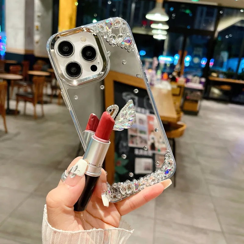 CORBELLATI ABS+PC Material Shiwalo Mirror Finish Swan Phone Cases Compatible With Apple IPhone 12/13/14/15/16/Pro/Mac-7