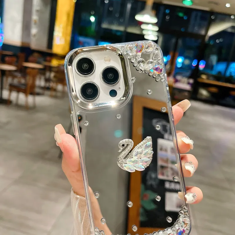 CORBELLATI ABS+PC Material Shiwalo Mirror Finish Swan Phone Cases Compatible With Apple IPhone 12/13/14/15/16/Pro/Mac-9