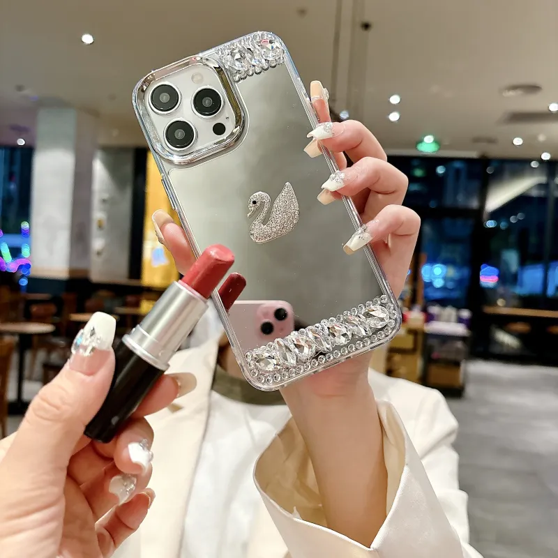 CORBELLATI ABS+PC Material Shiwalo Mirror Finish Swan Phone Cases Compatible With Apple IPhone 12/13/14/15/16/Pro/Mac-8