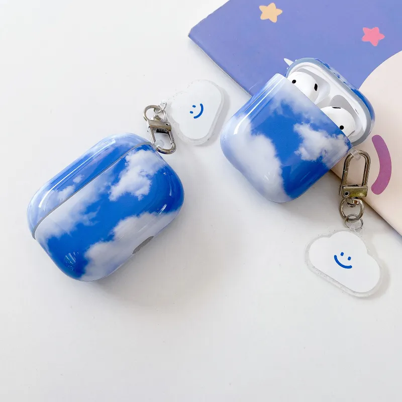 CORBELLATI Suitable For Apple Airpods 1/2/3/pro1/2 TPU Blue Sky And White Clouds Headphone Cases-11