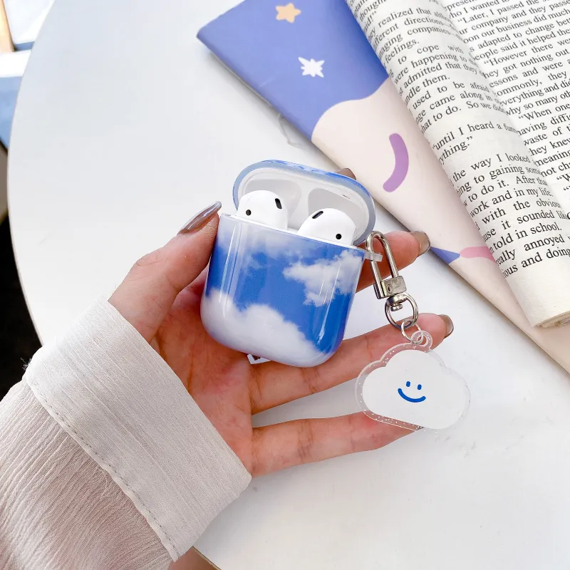CORBELLATI Suitable For Apple Airpods 1/2/3/pro1/2 TPU Blue Sky And White Clouds Headphone Cases-8