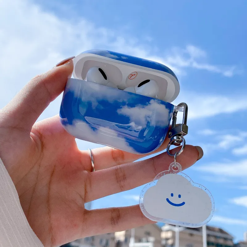 CORBELLATI Suitable For Apple Airpods 1/2/3/pro1/2 TPU Blue Sky And White Clouds Headphone Cases-6