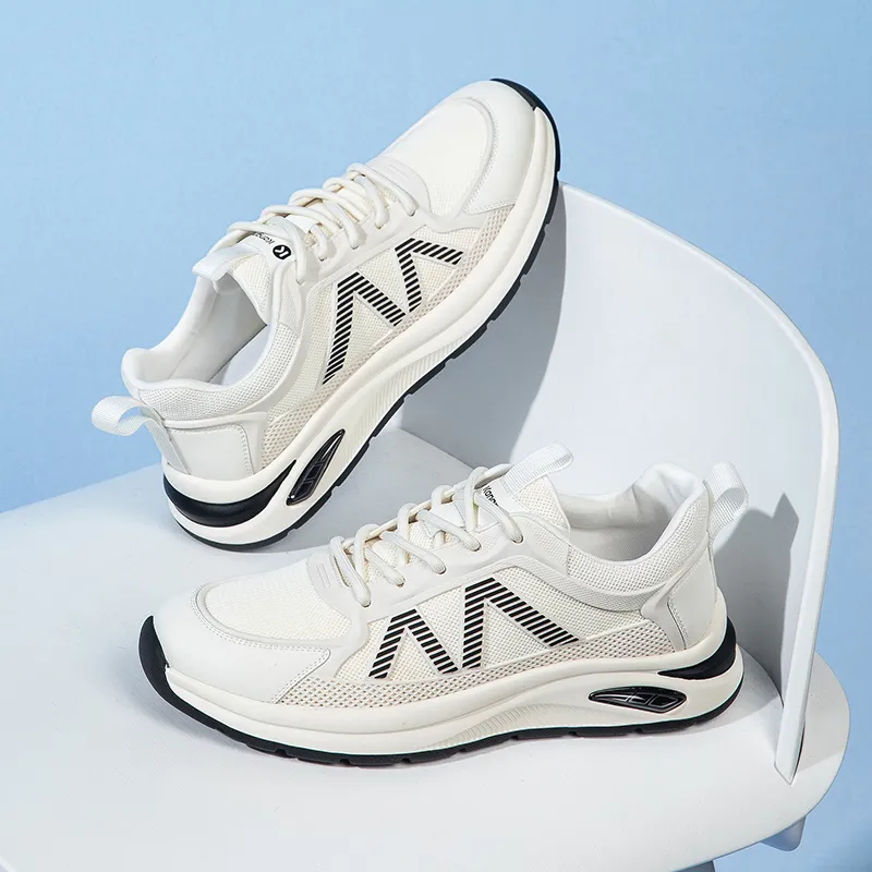 KANGNAI Breathable Low Top Casual Shoes Men's Ecru-4