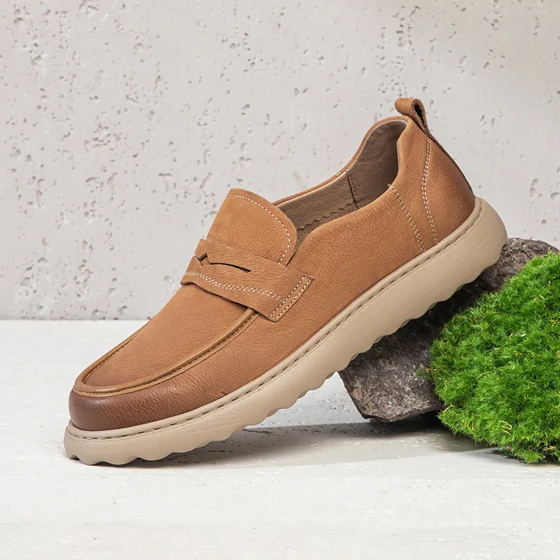 KANGNAI Men's Casual Shoes Men Low Top Yellow-4