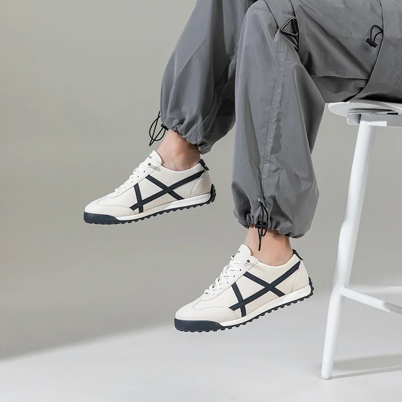 KANGNAI Men's Casual Shoes Men Low Top White/Blue-5