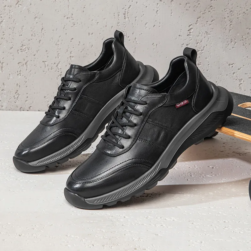 KANGNAI Wear resistant And Lightweight Low Top Casual Shoes Men's Black-5