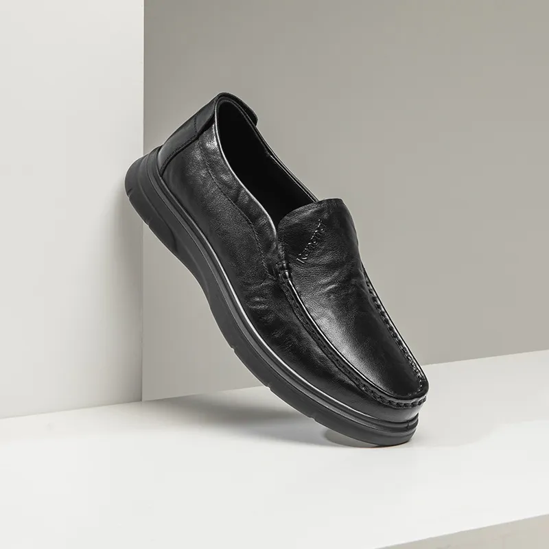 KANGNAI Men's Casual Shoes Men Low Top Black-4