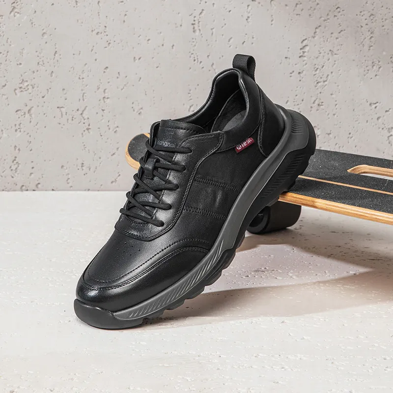 KANGNAI Wear resistant And Lightweight Low Top Casual Shoes Men's Black-4