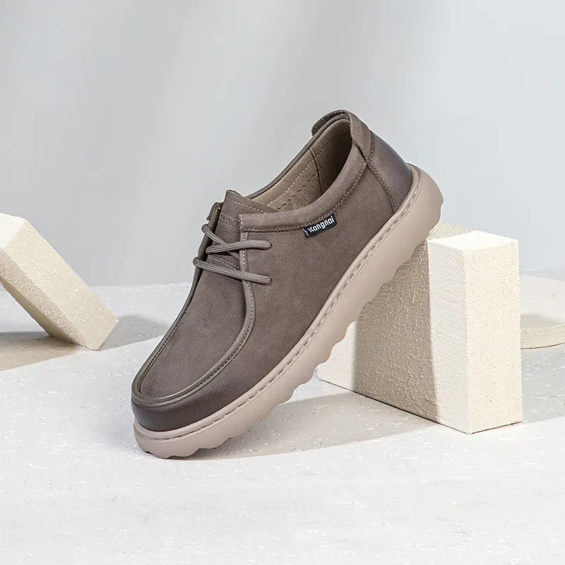 KANGNAI Men's Casual Shoes Men Low Top Brown-5