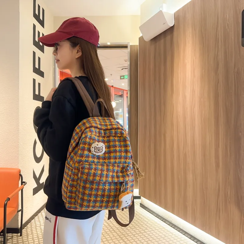 BSELEON Woolen Backpack Regular Unisex Multicolor-1