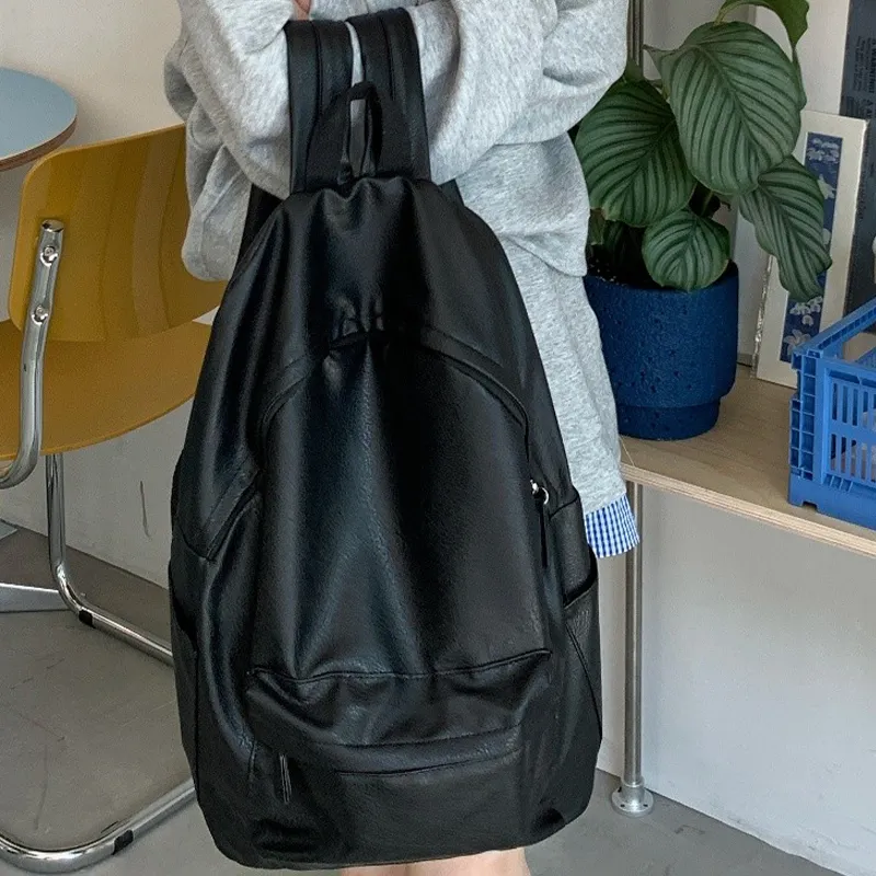 BSELEON PU Backpack Regular Unisex Black-2