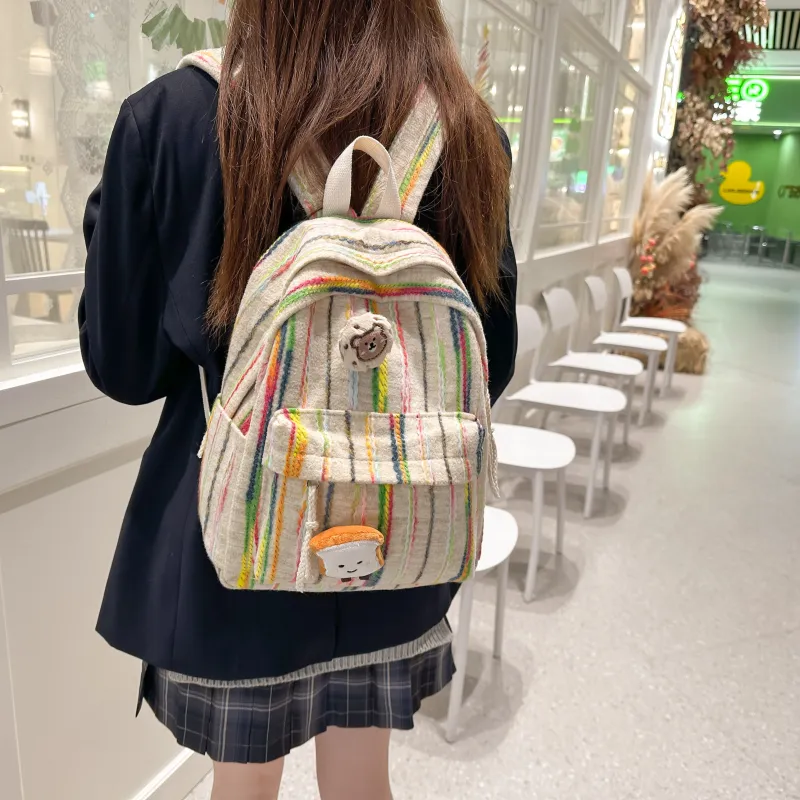 BSELEON Woolen Backpack Regular Unisex Multicolor-6