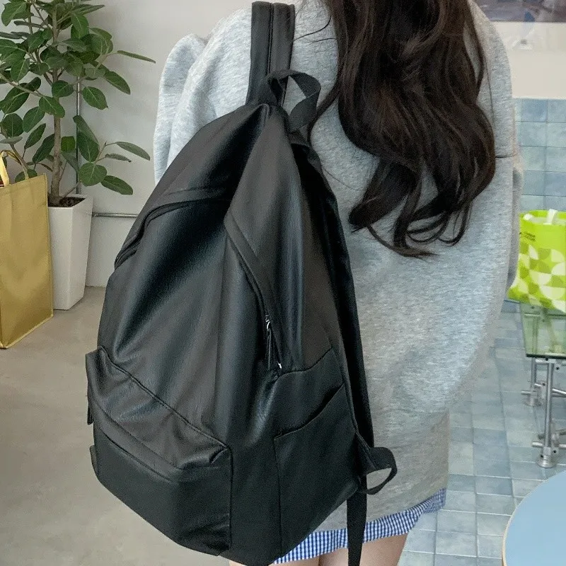 BSELEON PU Backpack Regular Unisex Black-1