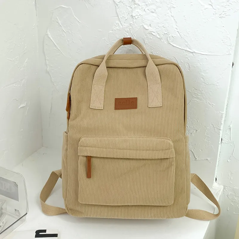 BSELEON Corduroy Backpack Unisex Multicolor-5