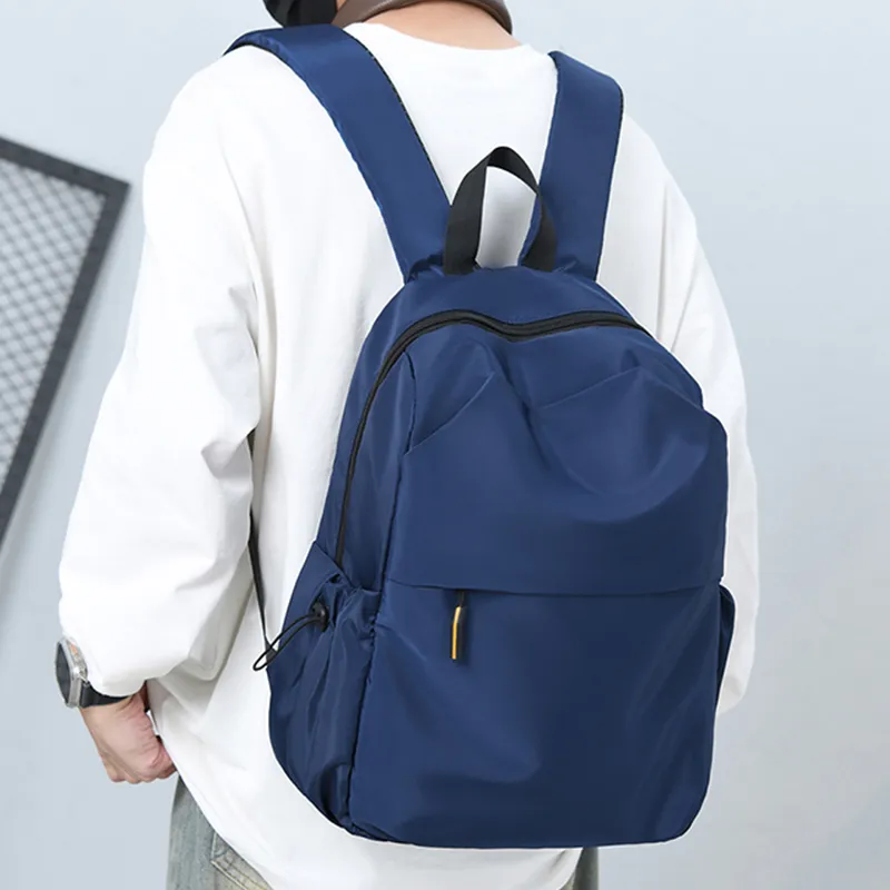 BSELEON Water-Resistant Fabric Backpack Unisex Gray Black Blue-10