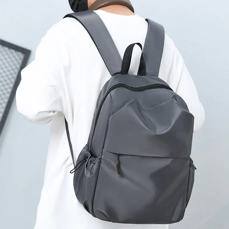 BSELEON Water-Resistant Fabric Backpack Unisex Gray Black Blue-2