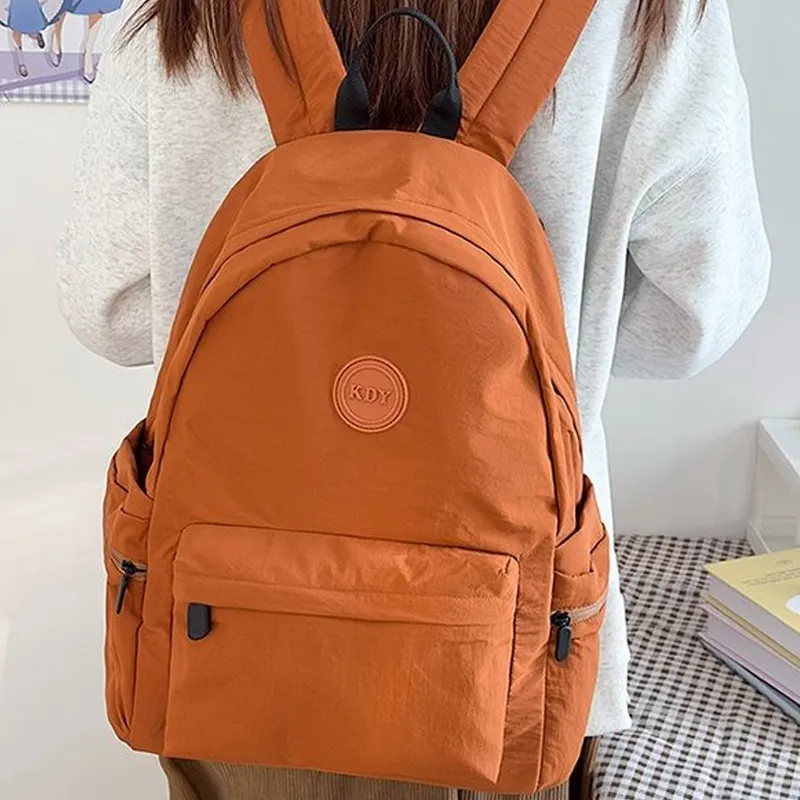 BSELEON Nylon Backpack Regular Unisex Light Gray/Black/Orange Red/Violet-5