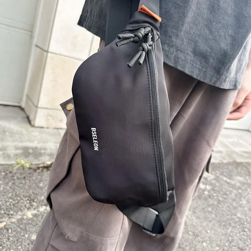 BSELEON Nylon Sling Bag Regular Unisex Black/White/Khaki-1