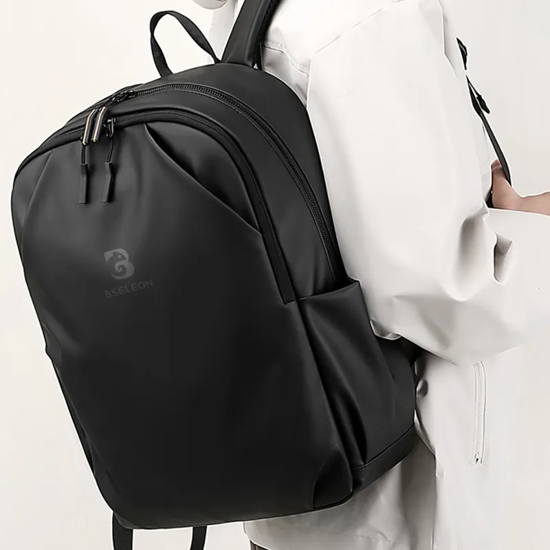 BSELEON Nylon Fabric Backpack Regular Unisex Black And White Graffiti-1
