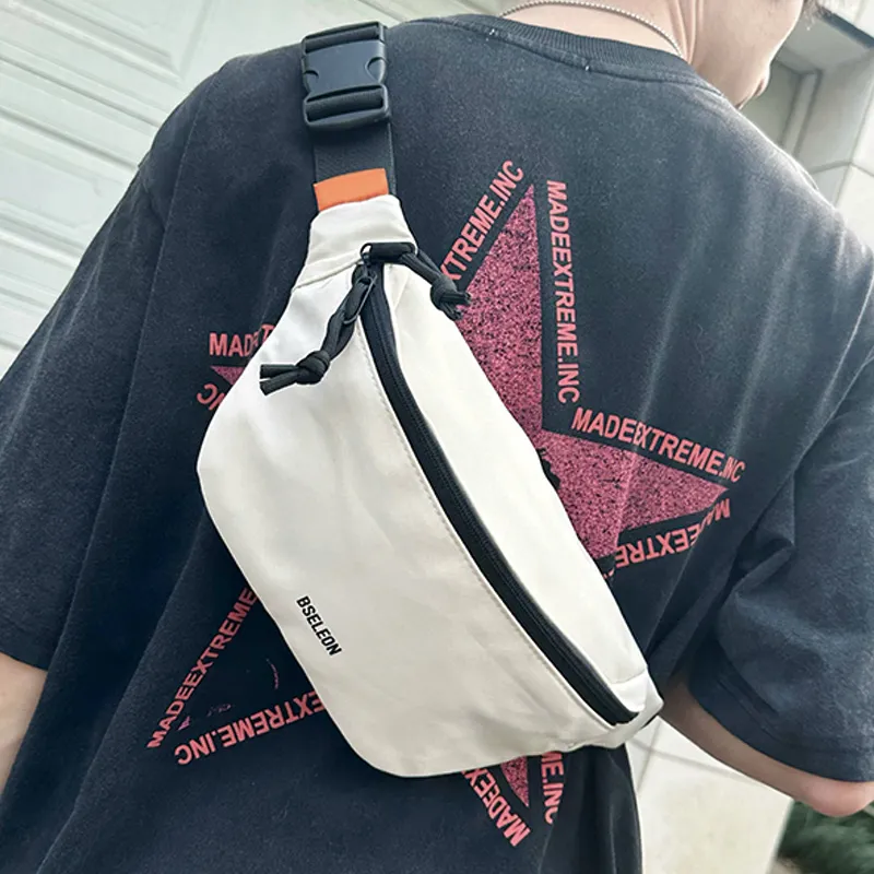 BSELEON Nylon Sling Bag Regular Unisex Black/White/Khaki-3
