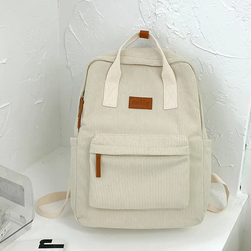 BSELEON Corduroy Backpack Unisex Multicolor-1