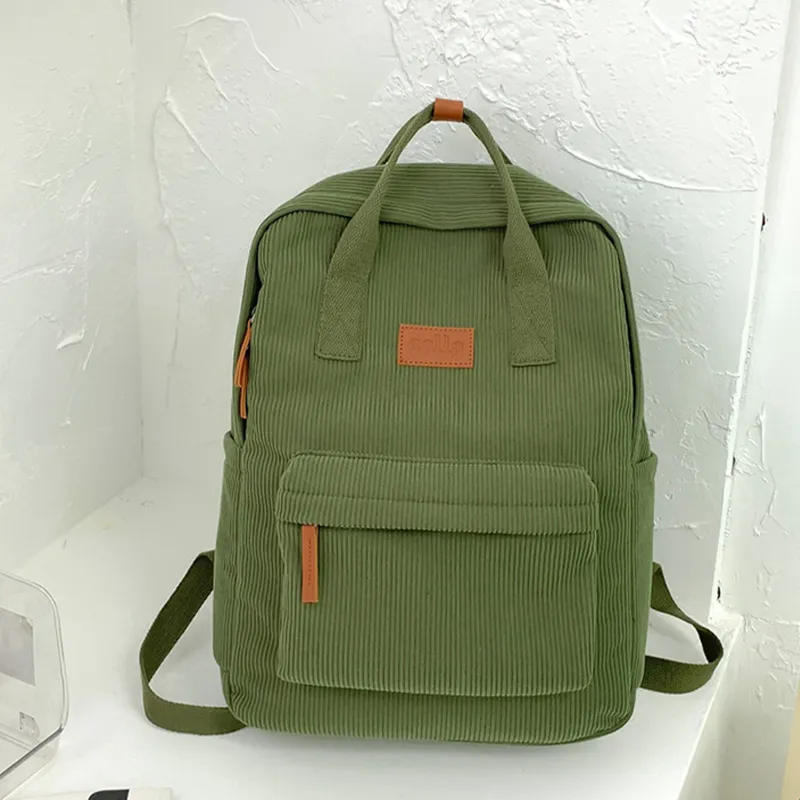 BSELEON Corduroy Backpack Unisex Multicolor-7