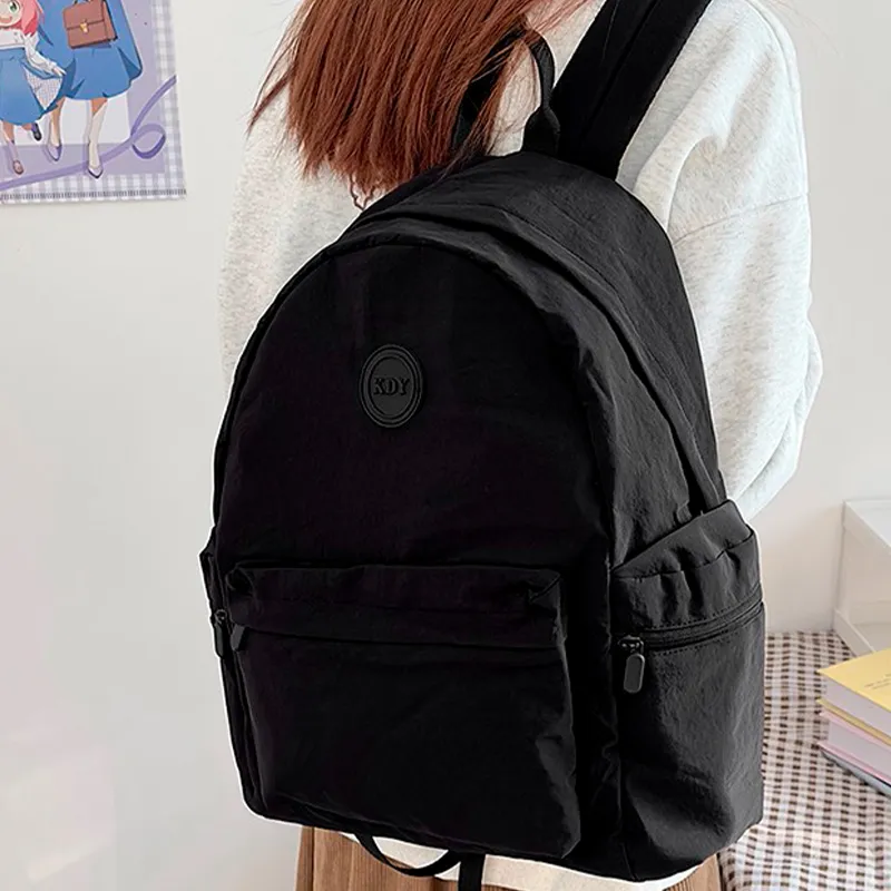BSELEON Nylon Backpack Regular Unisex Light Gray/Black/Orange Red/Violet-3