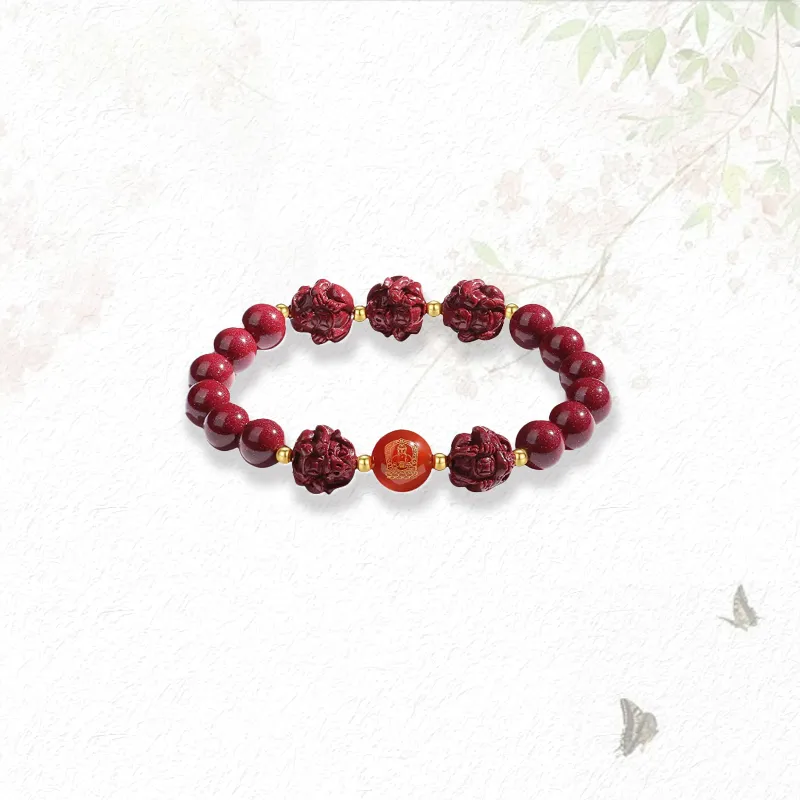 GIRATI Reconstructed Cinnabar Jade Bracelets Unisex-23