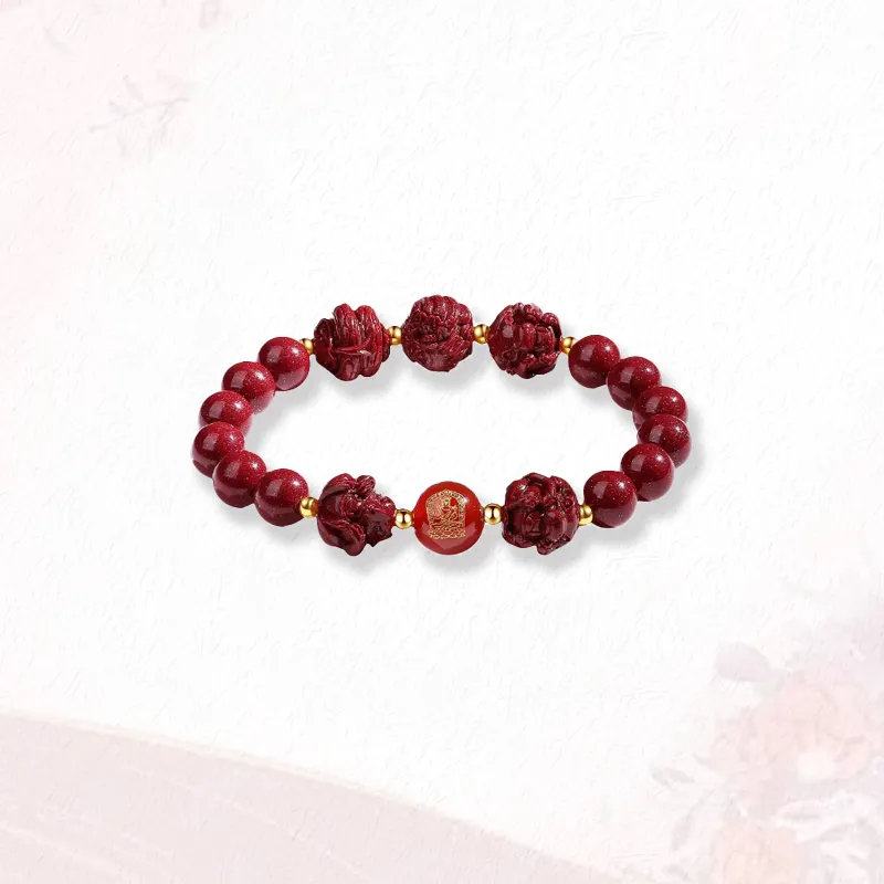 GIRATI Reconstructed Cinnabar Jade Bracelets Unisex-3