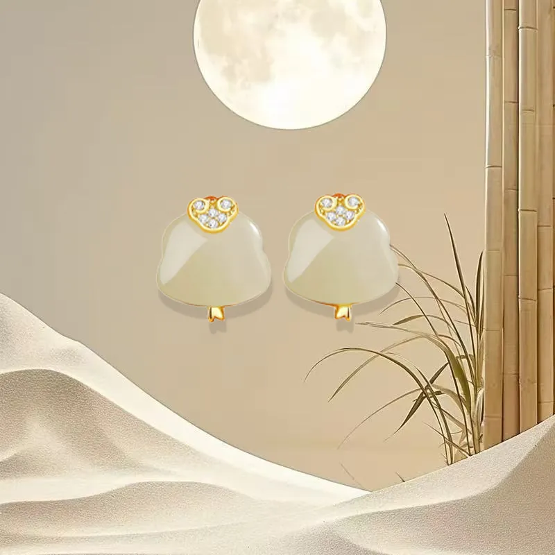 GIRATI Chalcedony Jade Stud Earrings Women's-1