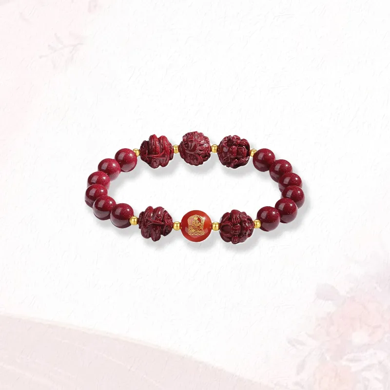 GIRATI Reconstructed Cinnabar Jade Bracelets Unisex-11