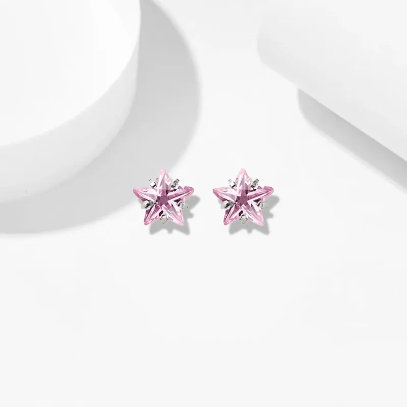 GIRATI 999 Silver Zircon Stud Earrings Women's-5