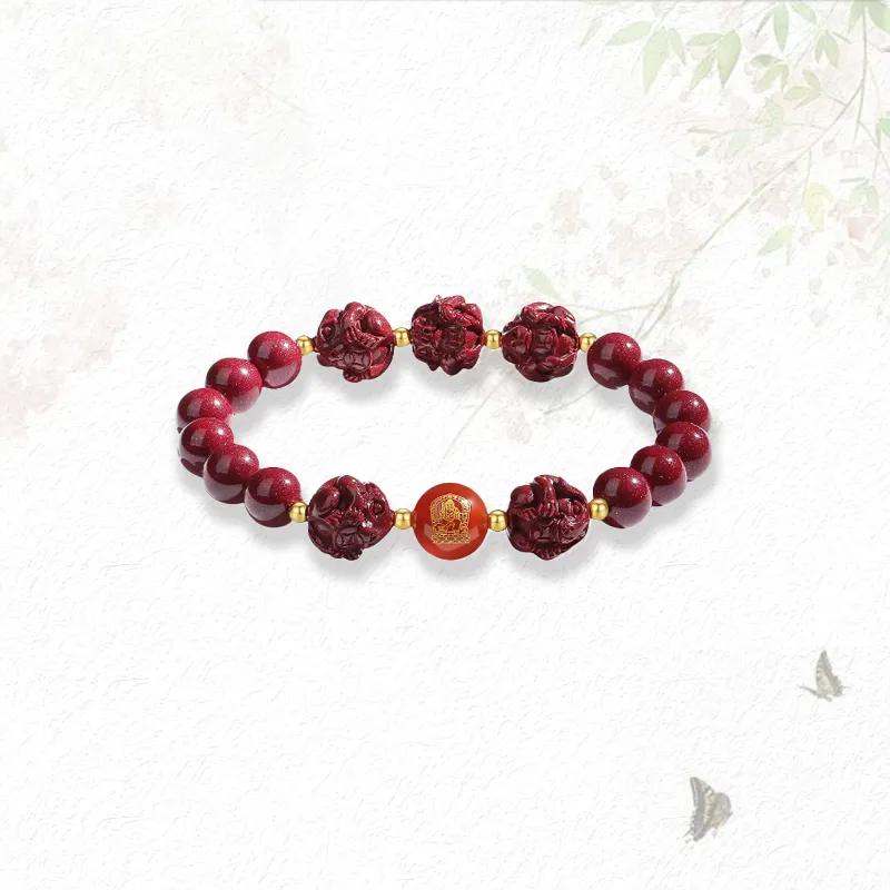 GIRATI Reconstructed Cinnabar Jade Bracelets Unisex-7