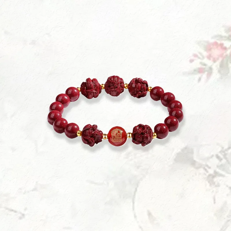 GIRATI Reconstructed Cinnabar Jade Bracelets Unisex-9
