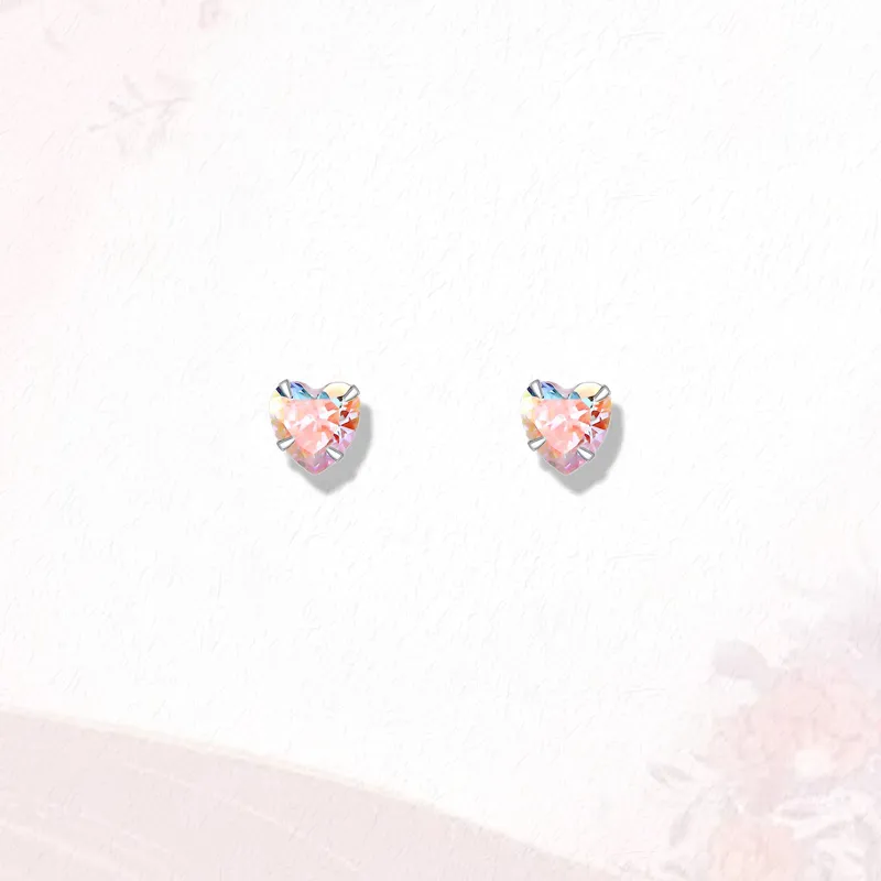 GIRATI 999 Silver Zircon Stud Earrings Women's-3