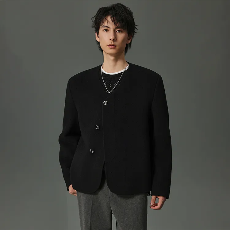 W2 Velvet feel Coat Men's Black-4