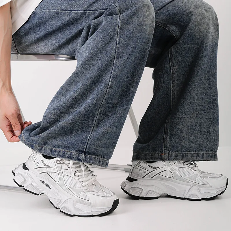 K WANG Slip Resistant, Breathable, Lightweight, Height Increasing Low Top Chunky Sneakers Unisex-1